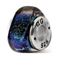 thumbnail image 1 of Sterling Silver Reflections Green Dichroic Glass Triangle Bead Charm - Measures 12.73x4.55mm Wide, 1 of 2