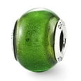 thumbnail image 1 of Sterling Silver Reflections Green Italian Murano Glass Bead Charm - Measures 13.64x10.00mm Wide, 1 of 2