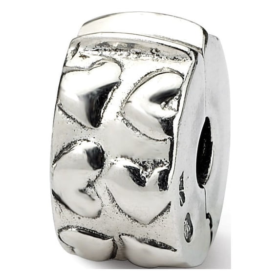 Sterling Silver Reflections Hinged Hearts Clip Bead Charm - Measures 11.82x5.45mm Wide