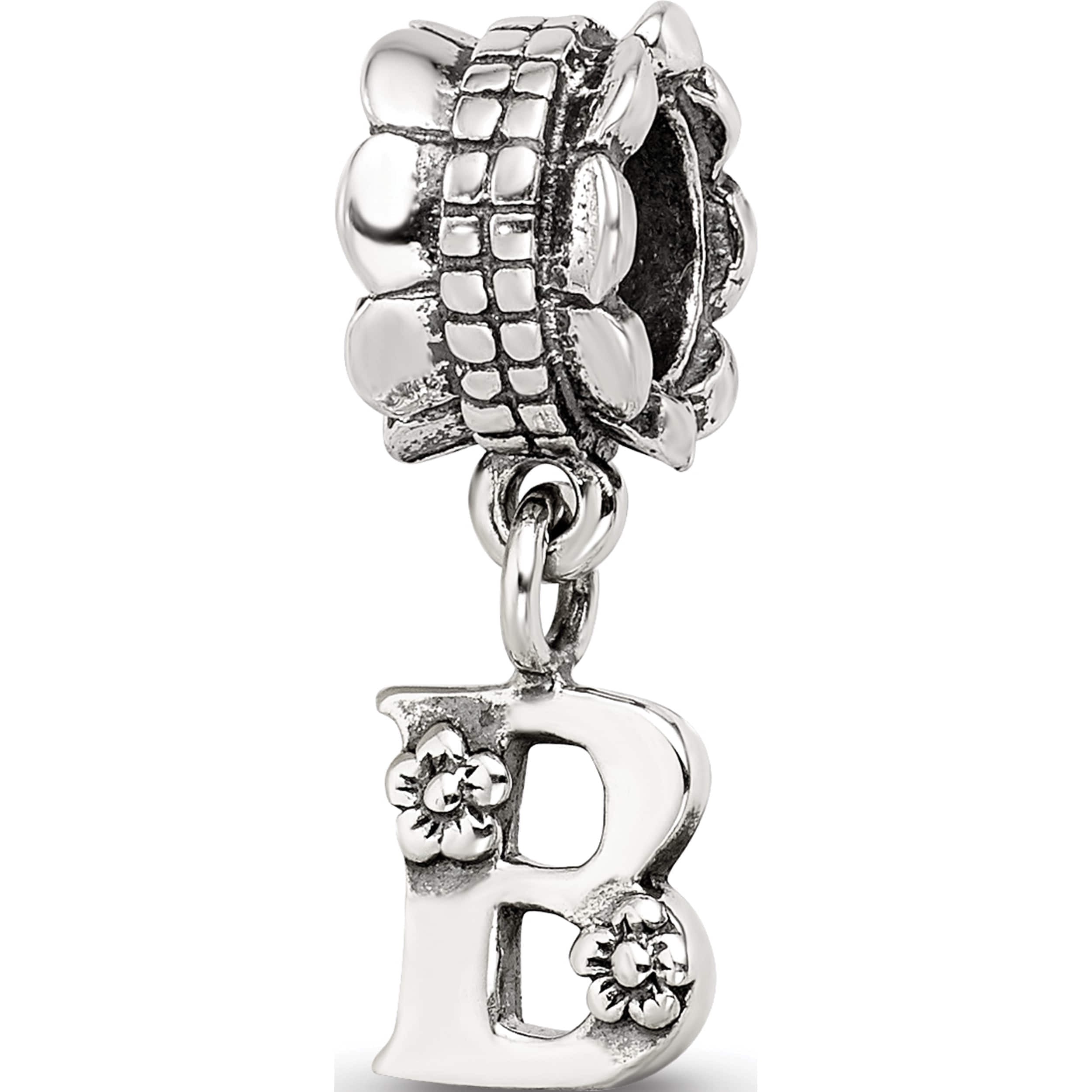 Sterling Silver Reflections Letter B Dangle Bead (18.18 X 7.27) Made In Thailand qrs1400b