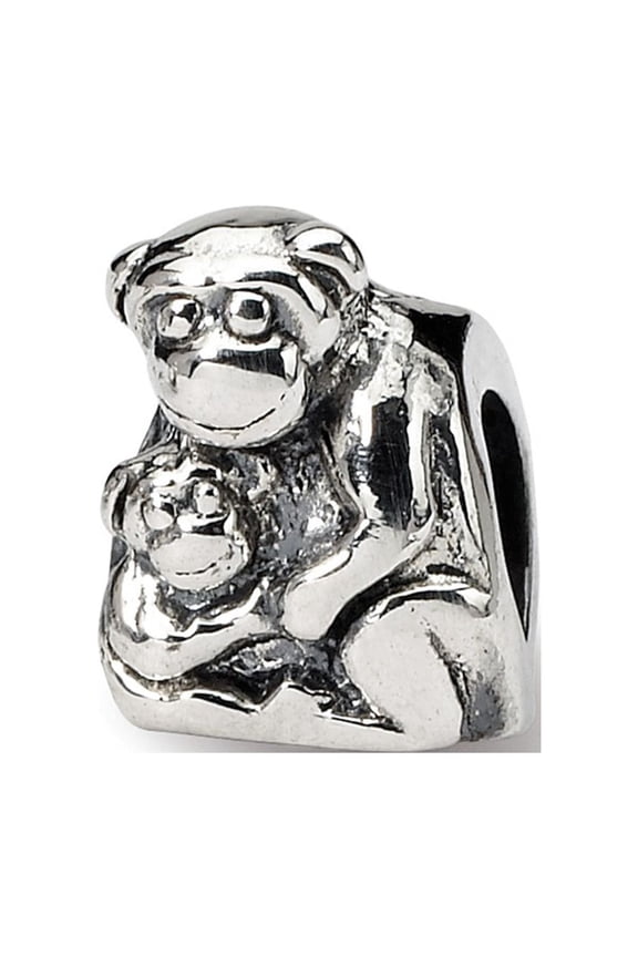Sterling Silver Reflections Mama Baby Monkey Bead Charm - Measures 8.18x7.27mm Wide