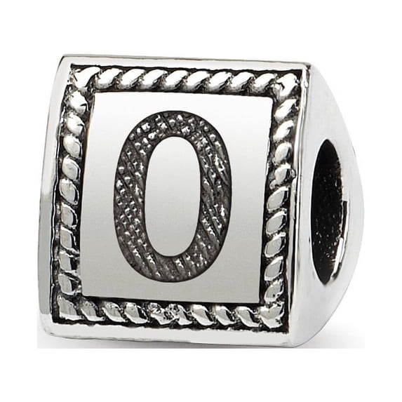 Sterling Silver Reflections Number 0 Triangle Block Bead Charm - Measures 8.18x8.18mm Wide