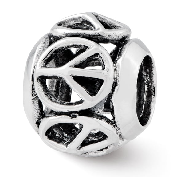 Sterling Silver Reflections Peace Sign Bead