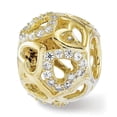 thumbnail image 1 of Sterling Silver Reflections Polished Gold-Tone CZ Hearts Bead, 1 of 1