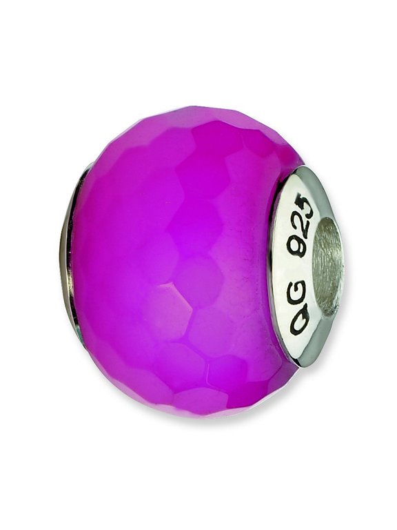 Sterling Silver Reflections Red Cracked Agate With Shell Stone Bead Charm - Measures 13.64x13.64mm Wide