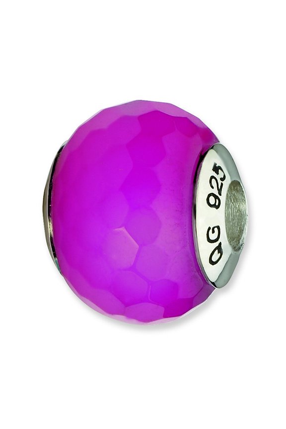 Sterling Silver Reflections Red Cracked Agate With Shell Stone Bead Charm - Measures 13.64x13.64mm Wide