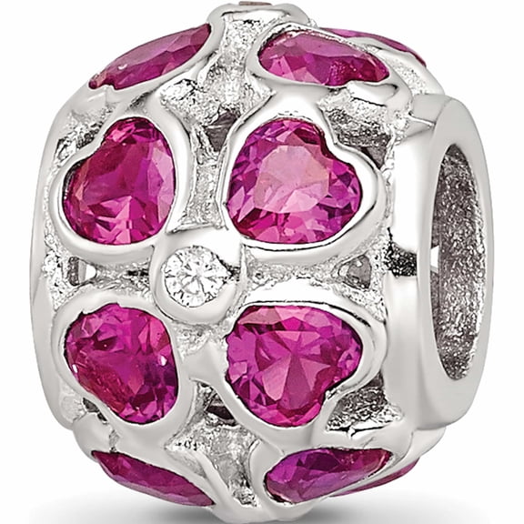 Sterling Silver Reflections Red Heart Cz Bead (11.02 X 9.23) Made In Italy -Jewelry By Sweet Pea