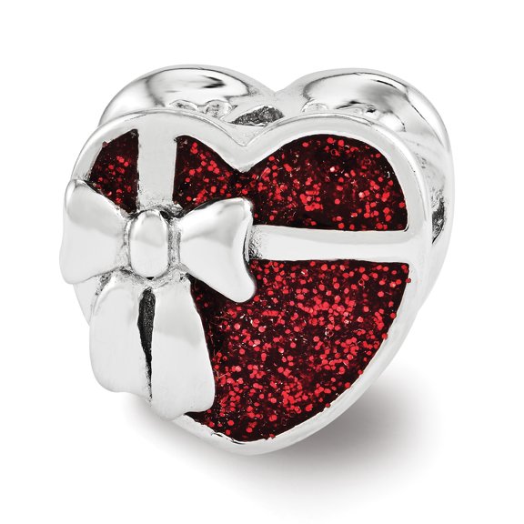 Reflection Beads Sterling Silver Reflections Rhodium-plated Red Enameled Heart Bead