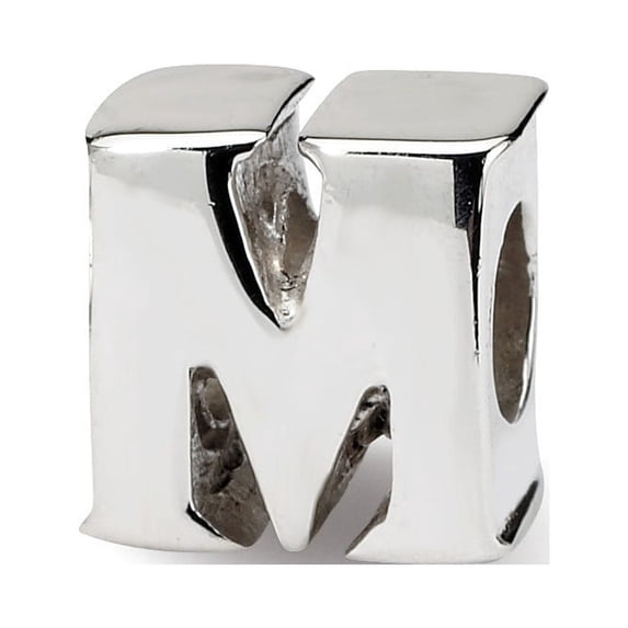 Sterling Silver Reflections SimStars Letter M Bead Charm - Measures 8.18x8.18mm Wide