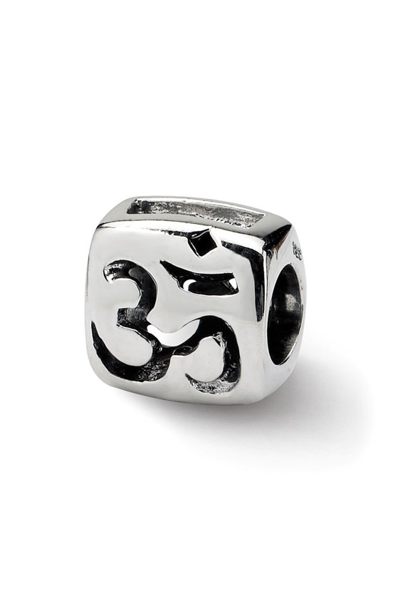 Sterling Silver Reflections SimStars Om Symbol Bead Charm - Measures 8.18x8.18mm Wide