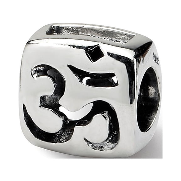 Sterling Silver Reflections SimStars Om Symbol Bead Charm - Measures 8.18x8.18mm Wide