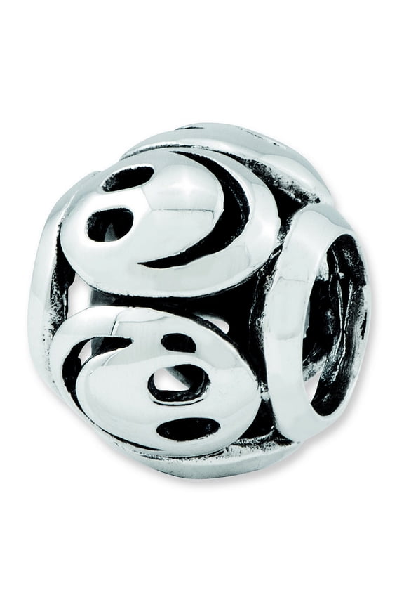 Sterling Silver Reflections Smiley Faces Bead Charm - Measures 9.09x7.27mm Wide