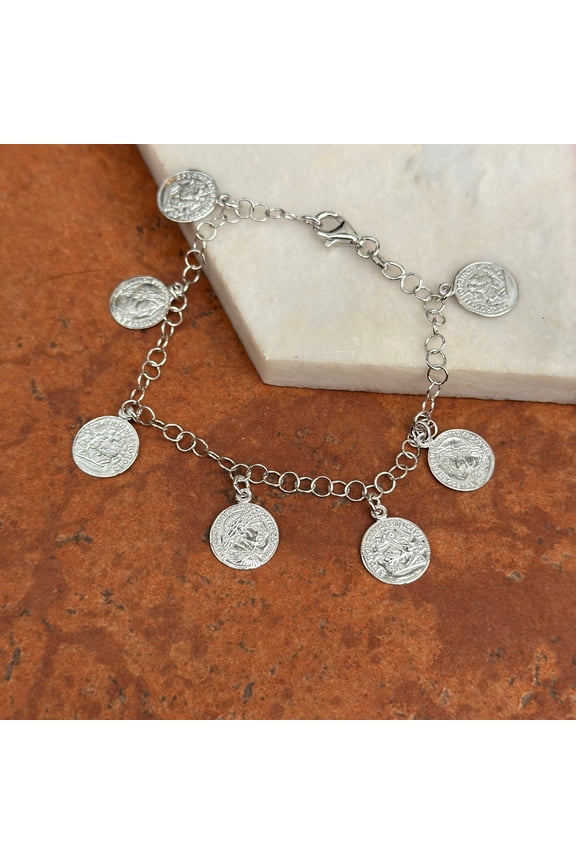 Sterling Silver Replica Roman Coin Charm Bracelet
