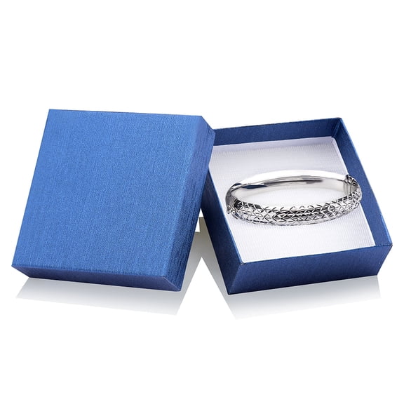 Sterling Silver Reversible Bangle Bracelet with Satin Finish and Diamond Cut Designs