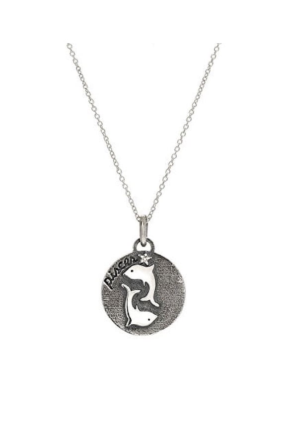 Sterling Silver Reversible Pisces Zodiac Diamond Pendant Necklace, 18"