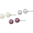 thumbnail image 1 of Sterling Silver Rh-Pl 8-9mm Plum/Wht Imitat Shell Pearl Post 3 Earring Set Made In China qe13847set, 1 of 5