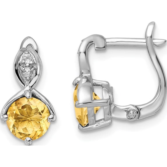 Sterling Silver Rh-Plated 1.90T.W. Citrine/Wt Topaz Hinged Earrings Made In Thailand qe16642ci