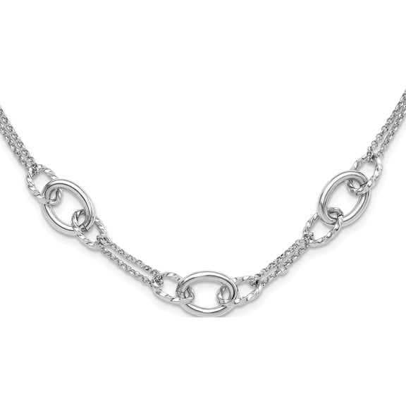 Sterling Silver Rh-Plated 18In W/1.5In Ext Interlocking Circles Necklace (Width 12) (Length 19.5) - Jbsp