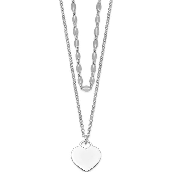 Sterling Silver Rh-Plated 2-Strand Heart With 4In Ext Choker Necklace Made In Italy qg5197-13