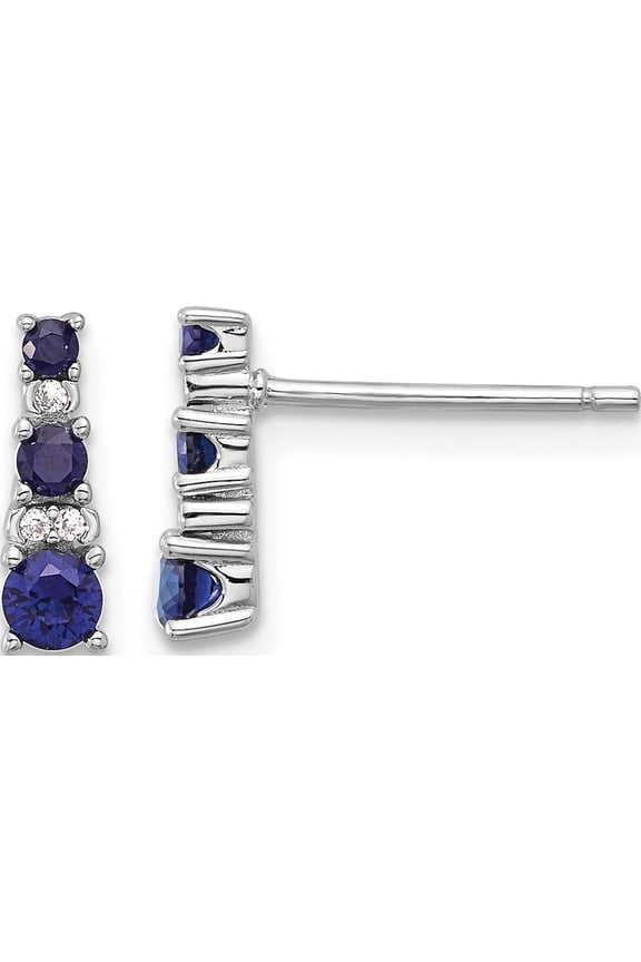 Sterling Silver Rh-Plated .59 Cr. Bl Spinel .03 Wht Sapphire Post Earri (Width 3) (Length 10.3) - Jbsp