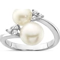 thumbnail image 1 of Sterling Silver Rh-Plated 8-9mm White 2-Fw Cultured Pearl And Cz Ring (Size 7) Made In China qr6487-7, 1 of 3