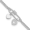 thumbnail image 1 of Sterling Silver Rh-Plated Cz Heart Moveable 7In W/ 1In Ext Bracelet(Length 8) - Jbsp, 1 of 5