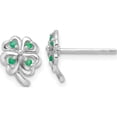 thumbnail image 1 of Sterling Silver Rh-Plated Emerald Four Leaf Clover Post Earrings (Width 7.8) (Length 10.1) - Jbsp, 1 of 5