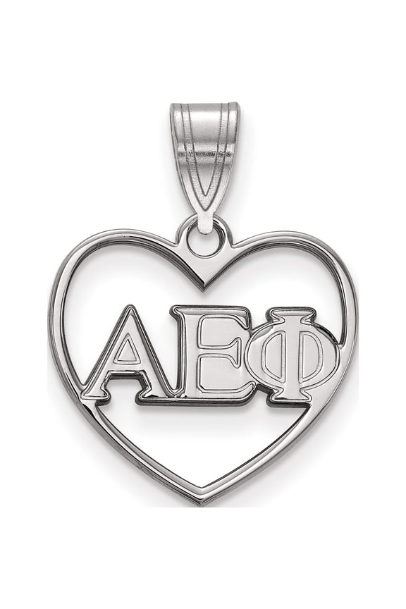 Sterling Silver Rh-Plated Logoart Alpha Epsilon Phi Heart Pendant (20 X 17) Made In United States ss008aep