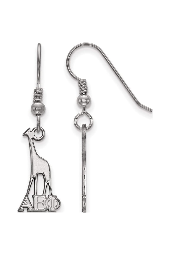 Sterling Silver Rhodium-plated LogoArt Alpha Epsilon Phi Sorority Symbol Small Dangle Wire Earrings