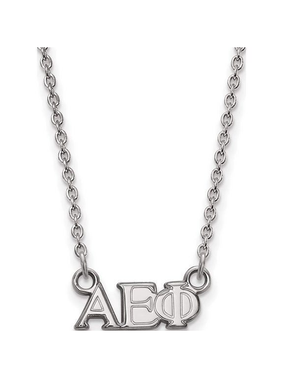 Sterling Silver Rhodium-plated LogoArt Alpha Epsilon Phi Sorority Greek Letters Extra Small Pendant 18 inch Necklace