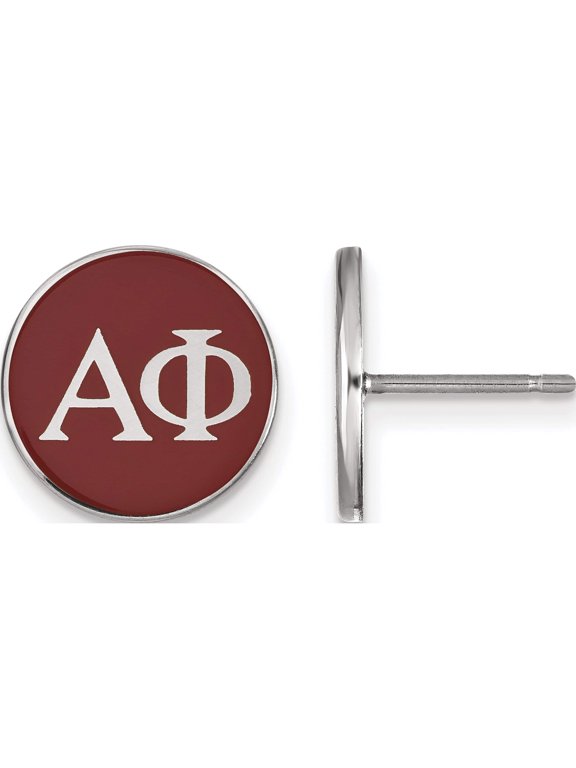 Sterling Silver Rhodium-plated LogoArt Alpha Phi Sorority Greek Letters Color Enamel Post Earrings