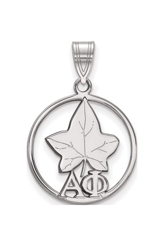 Sterling Silver Rh-Plated Logoart Alpha Phi Medium Circle Pendant (25 X 18) Made In United States ss041aph