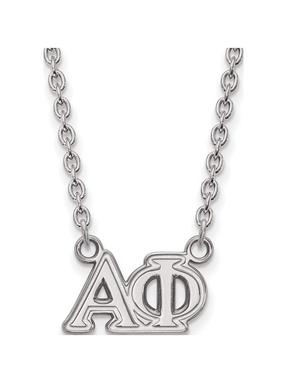 Sterling Silver Rhodium-plated LogoArt Alpha Phi Sorority Greek Letters Medium Pendant 18 inch Necklace