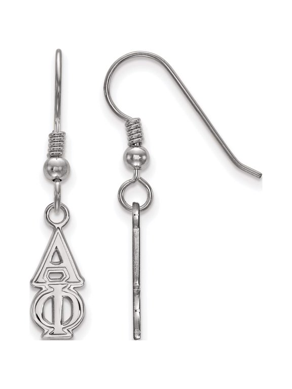 Sterling Silver Rhodium-plated LogoArt Alpha Phi Sorority Greek Letters Small Dangle Wire Earrings