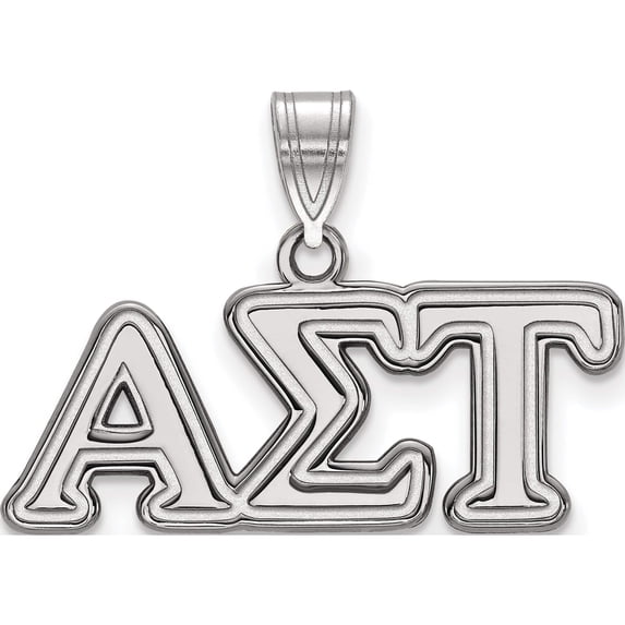 Sterling Silver Rh-Plated Logoart Alpha Sigma Tau Medium Pendant (18 X 27) Made In United States ss003als