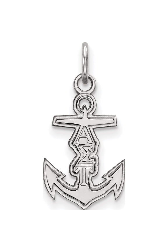 Sterling Silver Rh-Plated Logoart Alpha Sigma Tau Xs Pendant (21 X 11) Made In United States ss034als