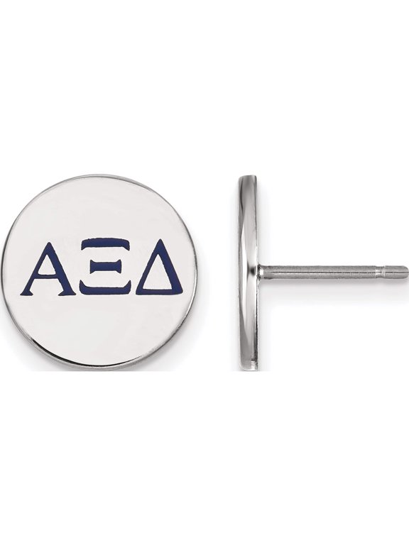 Sterling Silver Rhodium-plated LogoArt Alpha Xi Delta Sorority Greek Letters Color Enamel Post Earrings
