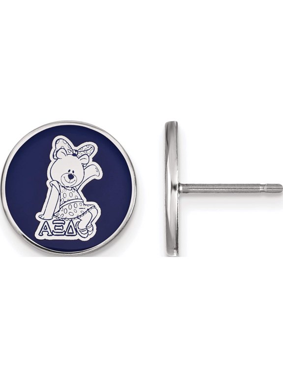Sterling Silver Rhodium-plated LogoArt Alpha Xi Delta Sorority Symbol Color Enamel Post Earrings