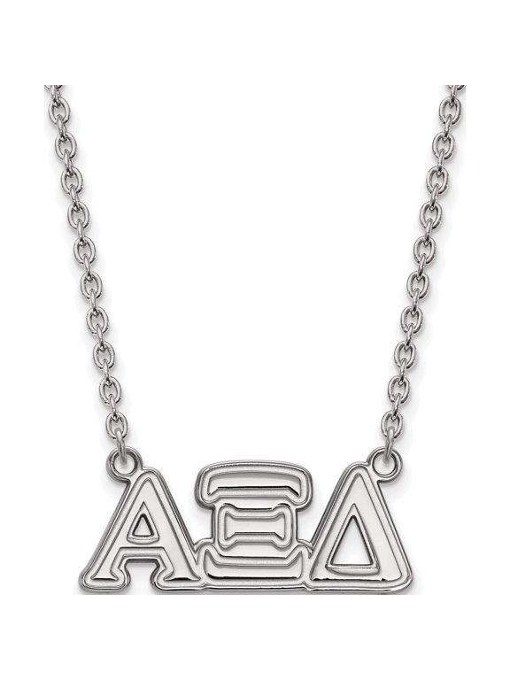 Sterling Silver Rhodium-plated LogoArt Alpha Xi Delta Sorority Greek Letters Medium Pendant 18 inch Necklace