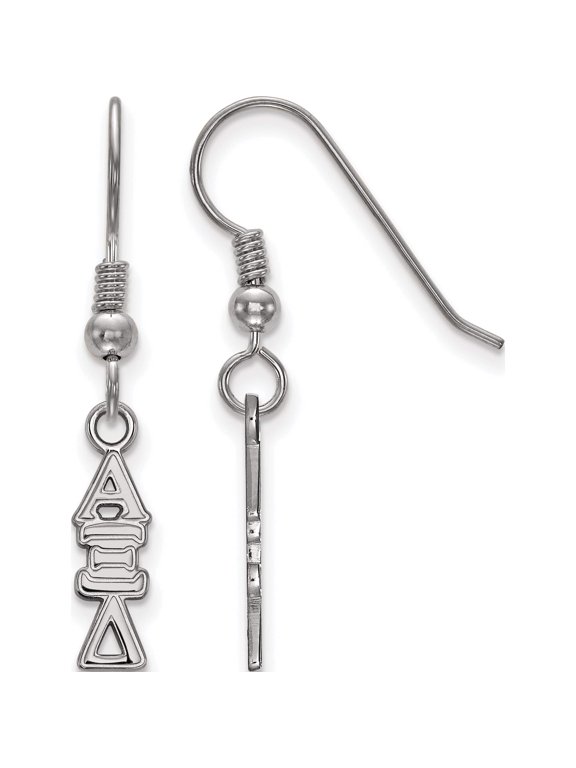 Sterling Silver Rhodium-plated LogoArt Alpha Xi Delta Sorority Greek Letters Small Dangle Wire Earrings