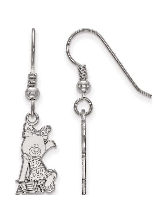 Sterling Silver Rhodium-plated LogoArt Alpha Xi Delta Sorority Symbol Small Dangle Wire Earrings