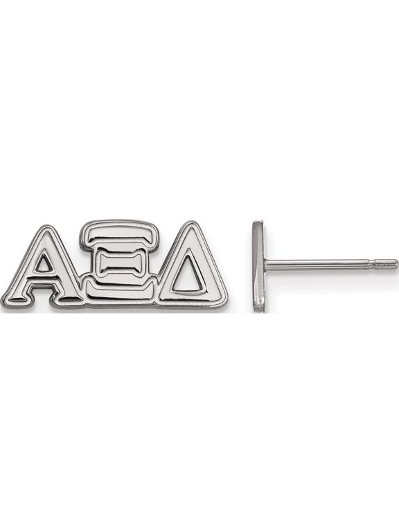 Sterling Silver Rhodium-plated LogoArt Alpha Xi Delta Sorority Greek Letters Extra Small Post Earrings