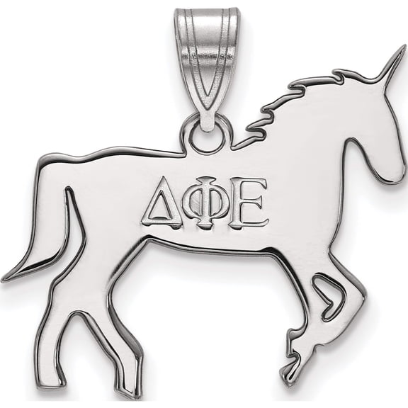 Sterling Silver Rh-Plated Logoart Delta Phi Epsilon Medium Pendant (26 X 23) Made In United States ss036dph