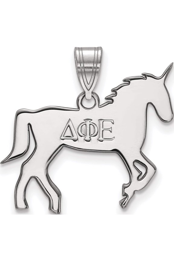 Sterling Silver Rh-Plated Logoart Delta Phi Epsilon Medium Pendant (26 X 23) Made In United States ss036dph