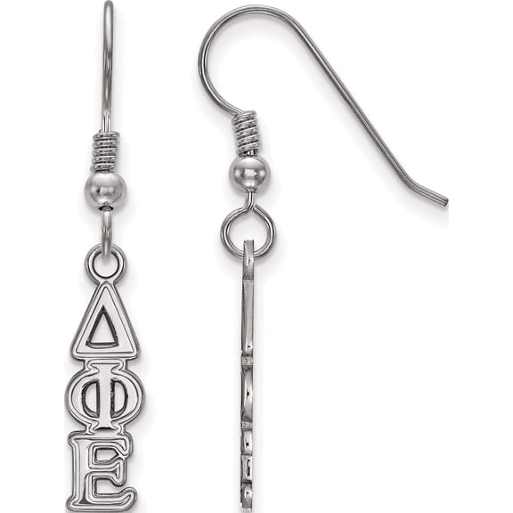 Jewelry by Sweet Pea Sterling Silver Rhodium-plated LogoArt Delta Phi Epsilon Extra Sorority Greek Letters Small Dangle Wire Earrings