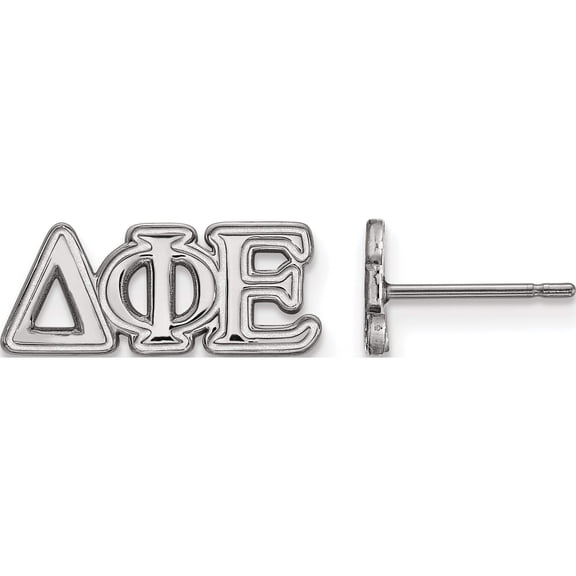 Jewelry by Sweet Pea Sterling Silver Rhodium-plated LogoArt Delta Phi Epsilon Sorority Greek Letters Extra Small Post Earrings