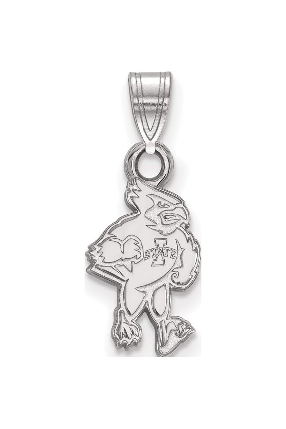 Sterling Silver Rhodium-plated LogoArt Iowa State University Cardinal Small Pendant