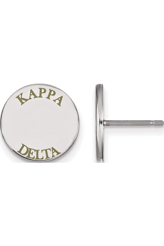 Sterling Silver Rh-Plated Logoart Kappa Delta Enameled Post Earrings (12 X 12) Made In United States ss020kd