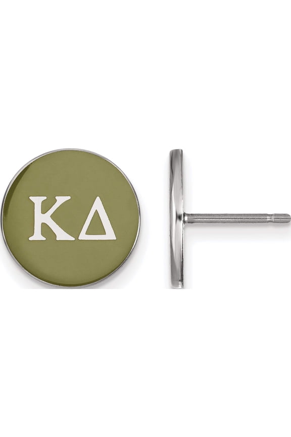Sterling Silver Rh-Plated Logoart Kappa Delta Enameled Post Earrings (12 X 12) Made In United States ss031kd