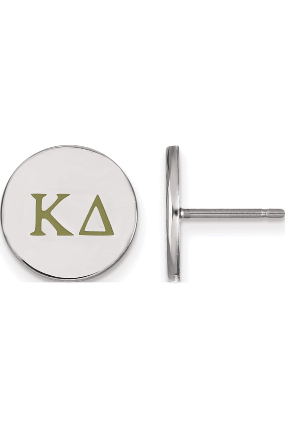 Sterling Silver Rh-Plated Logoart Kappa Delta Enameled Post Earrings (12 X 12) Made In United States ss032kd